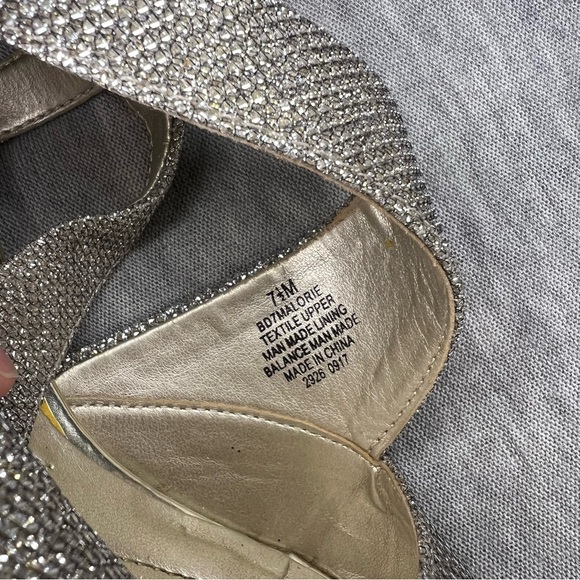 Bandolino Silver Heels with Peep-Toe and Ankle Strap - Picture 3 of 6